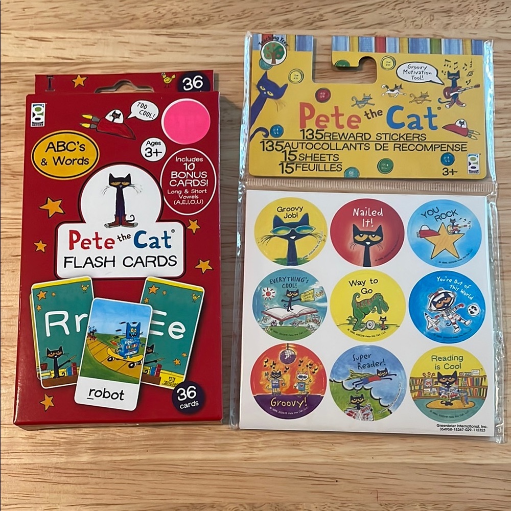 Pete the Cat ABC’s & Words Flash Cards and Reward Stickers.